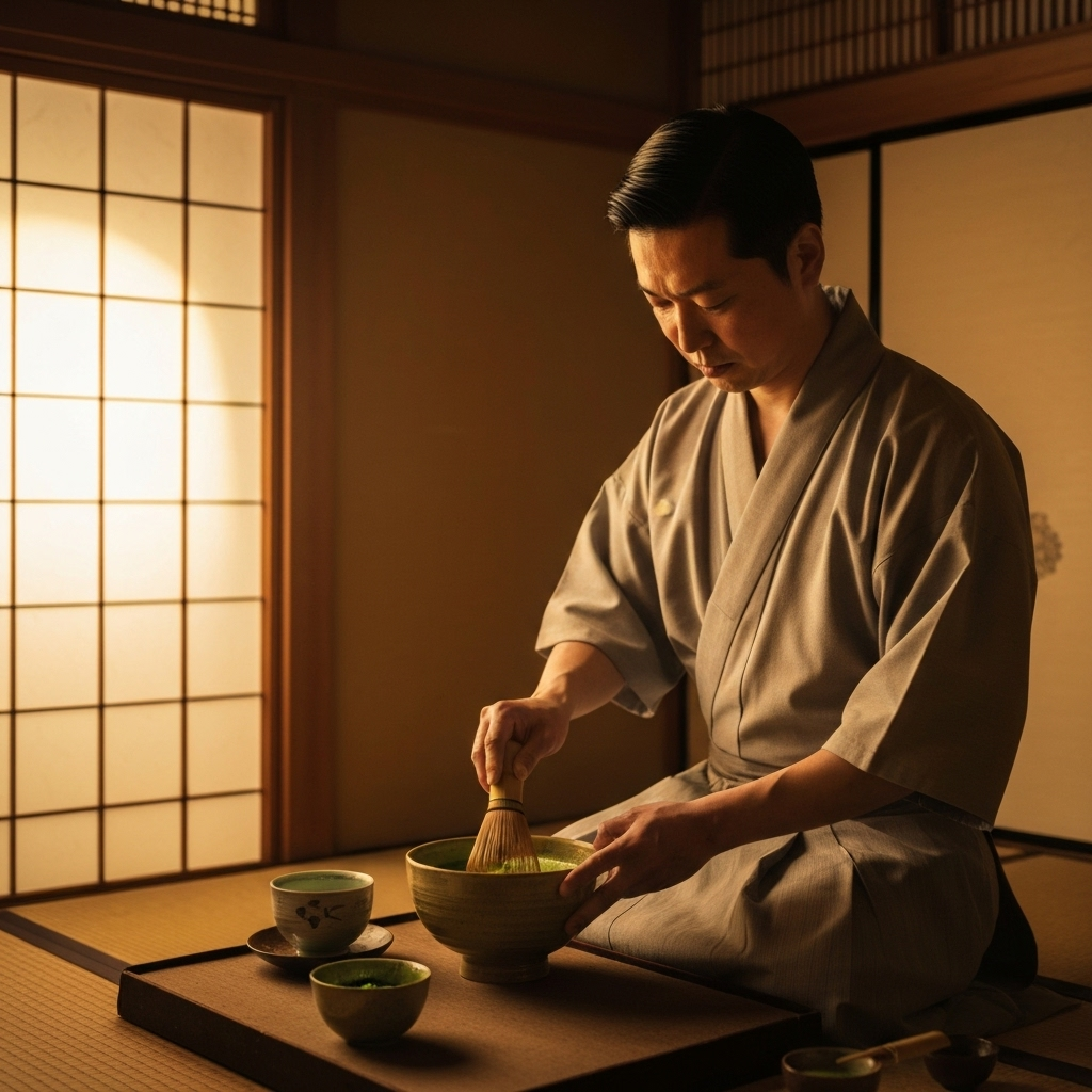 Matcha preparation ceremony